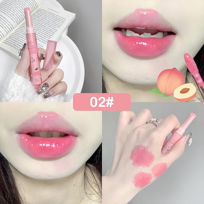 3 Colors Jelly Lipstick, Tinted Lip Gloss Heart Gloss