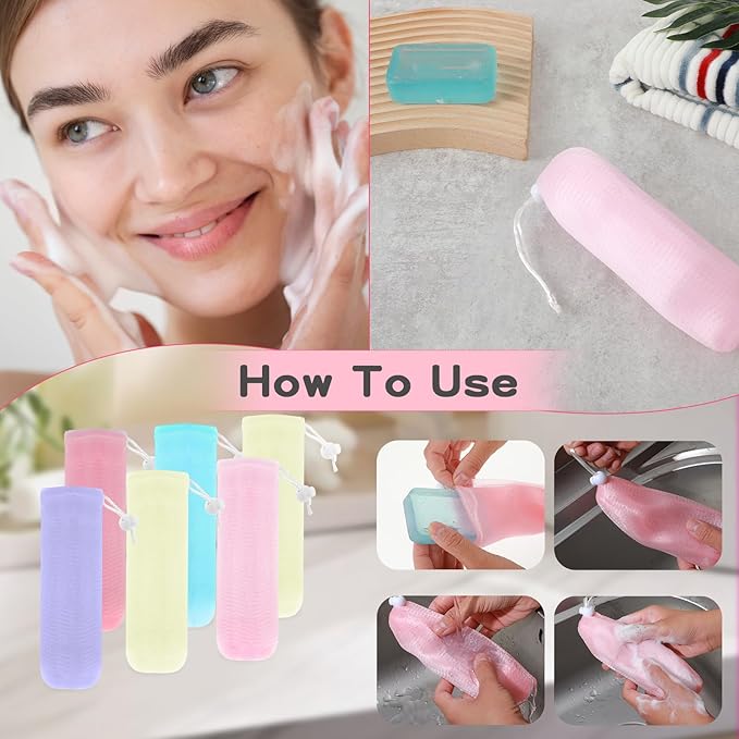 6Pcs Exfoliating Mesh Soap Bar Soap