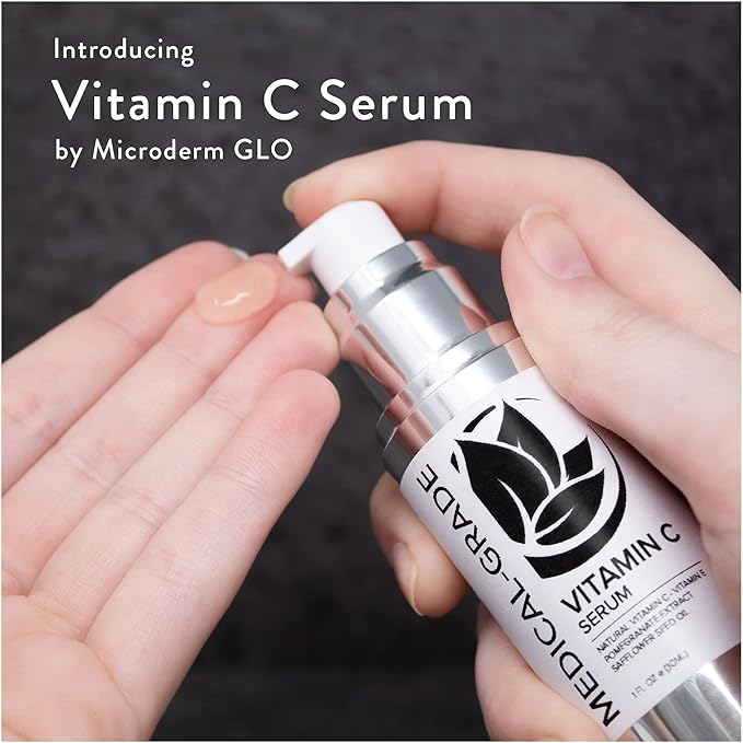 Microderm GLO - Vitamin C Serum, Professional Brightening Facial Skin Serum, with Advanced Collagen Boosting Anti-Aging Vitamin C & E, to Help Skin Look More Firm, Even Textured, and Radiant, 1 Oz