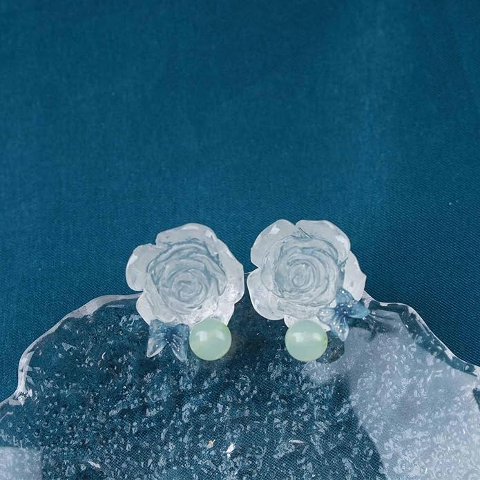 Vintage Resin Flower Earrings Camellia Flower