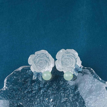 Vintage Resin Flower Earrings Camellia Flower