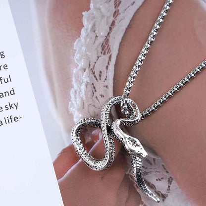Vintage Snake Pendant Necklace Punk Snake