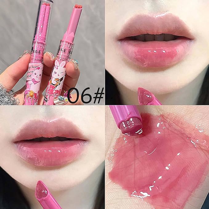 3 Colors Jelly Lipstick Gift Set, Tinted Heart Shape Lip Stain Lip Gloss, Mirror Hydrating Jelly Love Lipstick, Moisturizing Tinted Lip Balm, Vivid Color Glossy Lip Makeup for Girls (B)