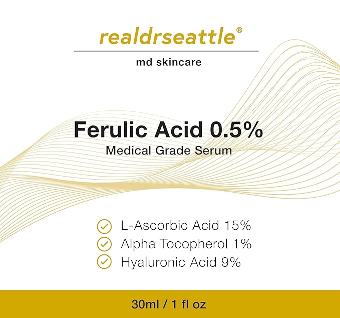 Ferulic Acid Serum Skin Care 20% Vitamin C Hyaluronic Acid Serum + CE Ferulic Acid - Potent Anti Aging, Anti Wrinkle
