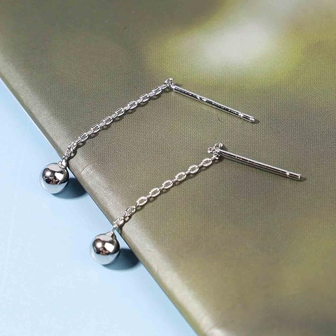 Boho Bar Threader Earrings Silver Line
