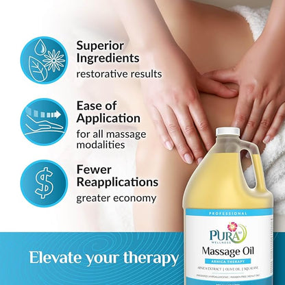 PURA Arnica Oil - Unscented Deep Tissue Massage Therapy, Hypoallergenic, 128oz