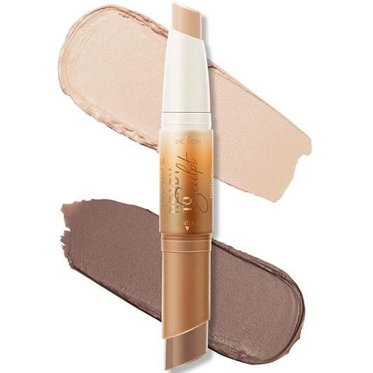 FOCALLURE 2 in 1 Cream Bronzer and Highlighter Pen,CUSTARD SAUCE