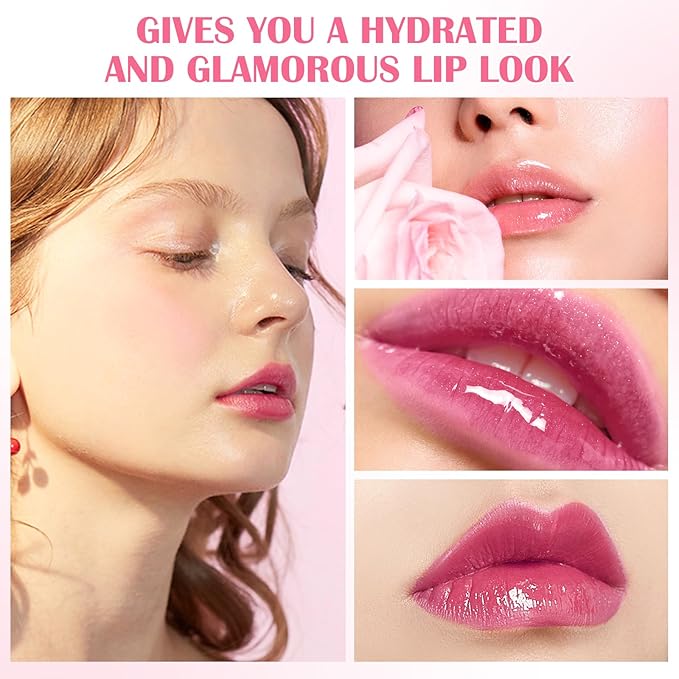 Boobeen 4PCS Lip Gloss Set, Moisturizing Hydrating Lip Oil Tinted Set, Lightweight Non-Sticky Lip Gloss Creates Glossy Lips, High Shine Lip Plumping Lipstick for Women and Girls