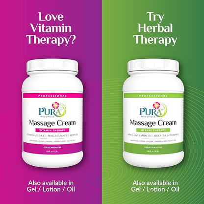 Unscented Vitamin Therapy Massage Cream, Massage Cream for Physical Therapy and Deep Tissue 128oz