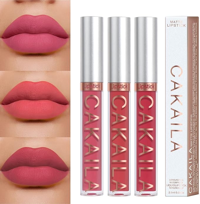 KARNAR 3Pcs Lipstick Matte Liquid Lipstick Lipgloss Se