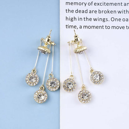 Vintage Crystal Chandelier Drop Earrings Rhinestone Ball Dangle