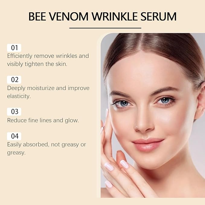 Bee Venom Serum,Bee Venom For Face And Neck With Collagen, Wrinkle Removal And Firming, Moisturizing Lifting Natural Bee Venom For All Skin Types Bee Venom Essential Oil For Men And Women(2 PCS)