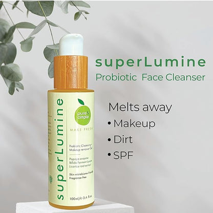 Pure Cimple Probiotic Face Cleanser - Gentle Makeup Remover with Papaya Enzyme for Dry, Sensitive Skin