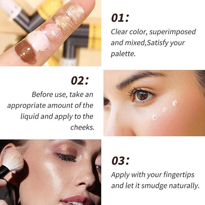 AKARY Liquid Highlighter Makeup for Face Body, Contour Warm Brown)