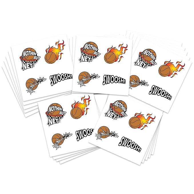 FashionTats Sport Spirit Temporary Tattoos | 100 Tattoos Removable (Basketball)