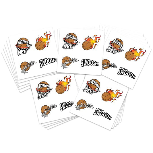 FashionTats Sport Spirit Temporary Tattoos | 100 Tattoos Removable (Basketball)