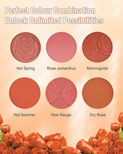 Matte Rose Face Blush Palette Kit with Brush-6