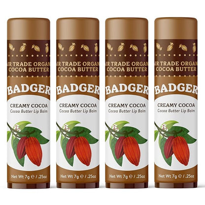 Badger Cocoa Butter Lip Balm, Creamy oz