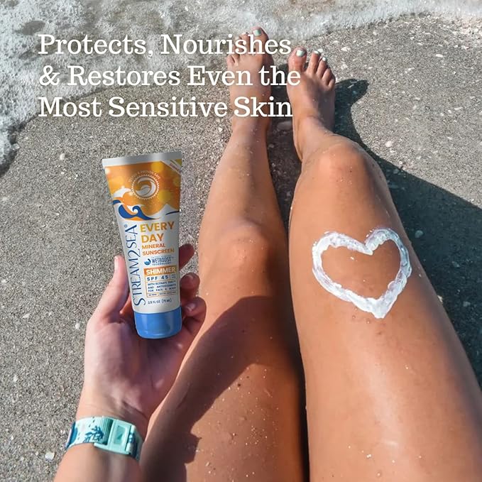 SPF 45 Every Day Shimmer Mineral Sunscreen | 2.5 Fl Oz Biodegradable, Paraben Free & Reef Safe Sunscreen | Non-Greasy, Lightweight & Shimmer Mineral Protection Against UVA & UVB for Face & Body