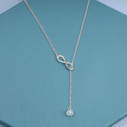 Boho Crystal Infinity Necklace Gold Y