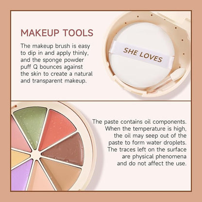 Foundation Concealer Palette with Makeup Sponges & Applicator, Pearl White