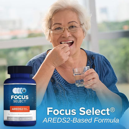 Focus Select AREDS2 Based Eye Vitamin-Mineral Supplement - AREDS2 Based Supplement for Eyes (180 ct. 90 Day Supply) - AREDS2 Based Low Zinc Formula - Eye Vision Supplement and Vitamin