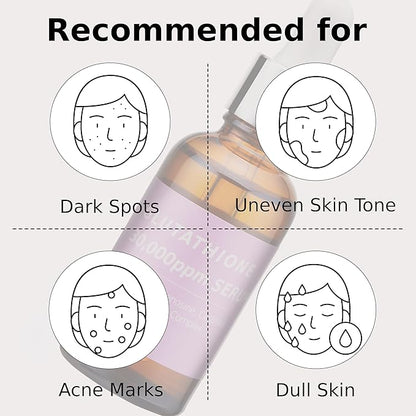 Pure Glutathione Concentrate Mix-in Serum 30,000 ppm w/Niacinamide & Hyaluronic Acid Ceramide | Evens Skin Tone Reduces Hyperpigmentation Acne Scars Dark Spots for Sensitive Skin Korean Skincare