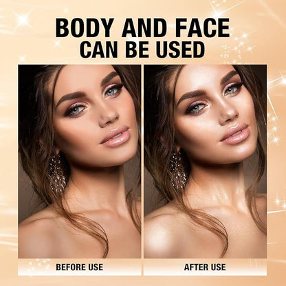 Glitter Body Highlighter Powder Body Shimmer Sparkle Face sponge head（silvery）