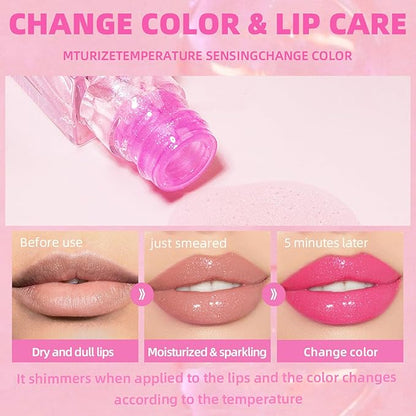 Magic Color Changing Lip Oil, Hydrating Lip Gloss Magic