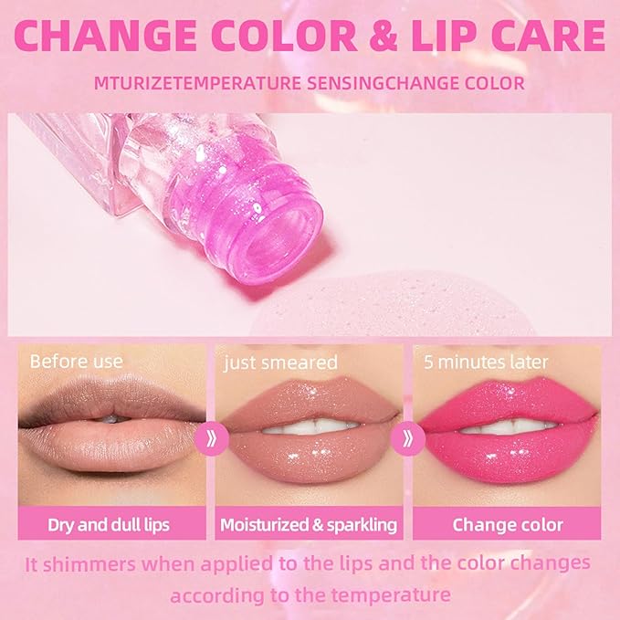 Magic Color Changing Lip Oil, Hydrating Lip Gloss Magic