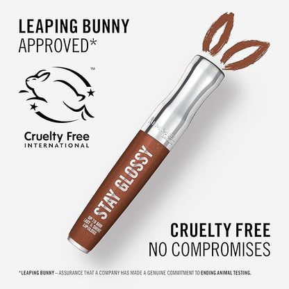 Rimmel London Stay Glossy, 455 Penny To My Name, Lip Gloss, Non-Sticky, Cruelty-Free, Color and Shine, Up To 6-Hour Wear, Precise Applicator, 0.18oz