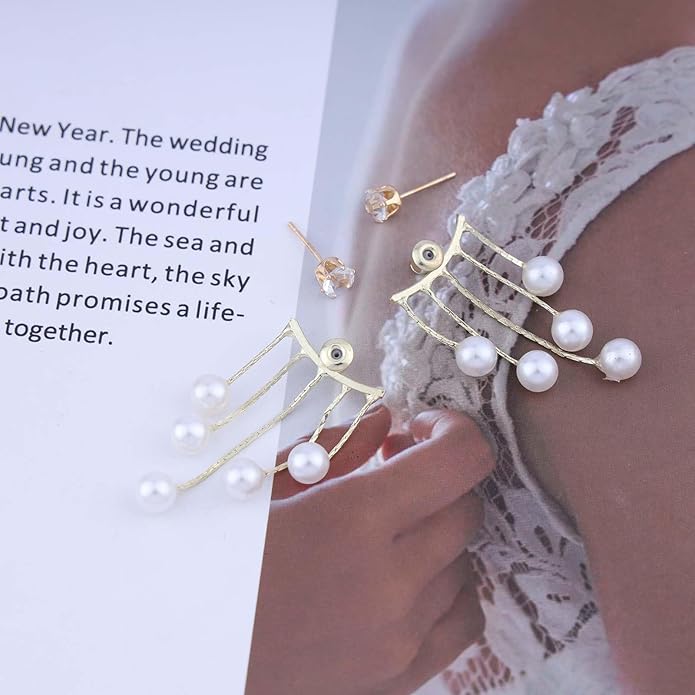 Vintage Crystal Pearl Drop Earrings Long