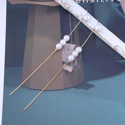 Vintage Pearl Dangle Earrings Long tassel