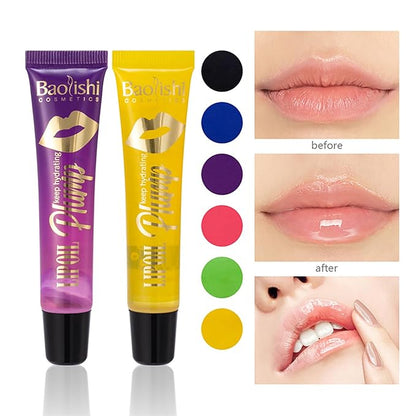 Plumping Lip Oil Set, Clear Lip Gloss for Lip Care, Fruit Flavour Hydrating Lip Glow Oil Toot Lip Oil, Nourishing, Non-sticky