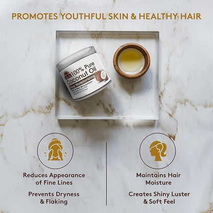Okay 100% Pure Coconut Oil for Hair & Skin - Coconut Oil for Women & Men, Perfect for Hair & body, Natural Massage Oil & Moisturizer - 6 fl oz Jar (Pack of 1)