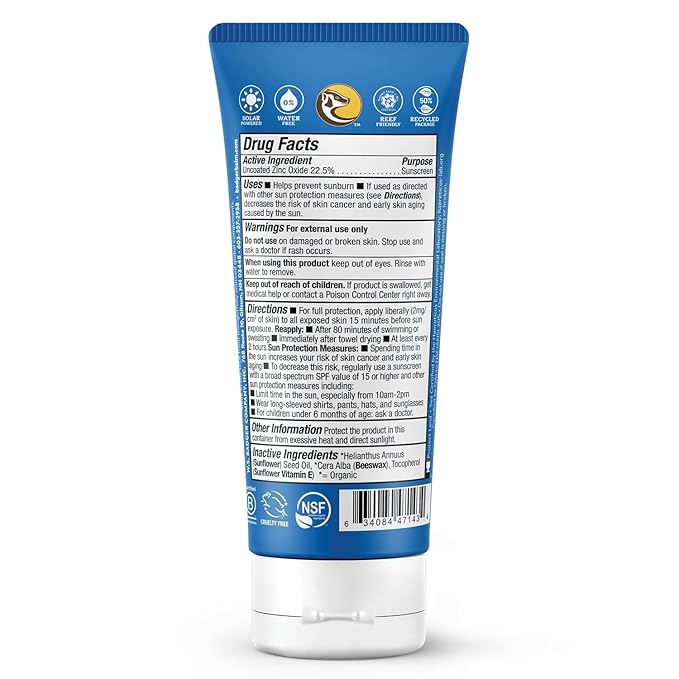 Badger Reef Safe Sunscreen, SPF 40 Sport Mineral Sunscreen, 98% Organic Sunscreen Ingredients, Broad Spectrum, Water Resistant, Zinc Oxide Sunscreen, Unscented, 2.9 fl oz (2 Pack)