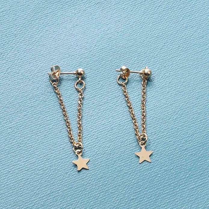 Boho Star Chain Earrings Gold Star