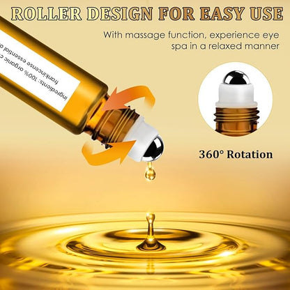 2 PCS Eye Essence Oil Roller Ball Applicator,Castor Frankincense Rollerball, Frankincense and Castor Oil Roller for Eyes, Bags Under Eyes