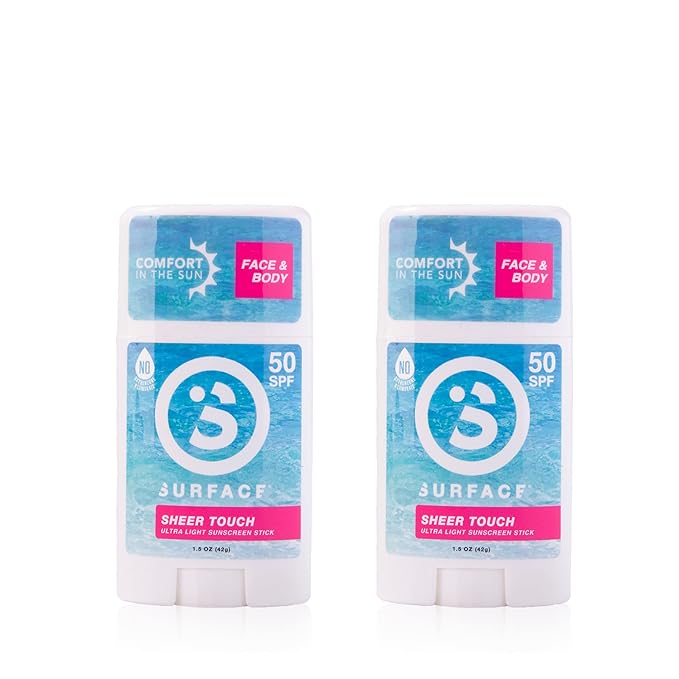 Surface TROPIX Sheer Touch Sunscreen Stick, Water Resistant, UVA/UVB Broad Spectrum, Fast Drying Protection, PABA Free - SPF 50-2 PACK