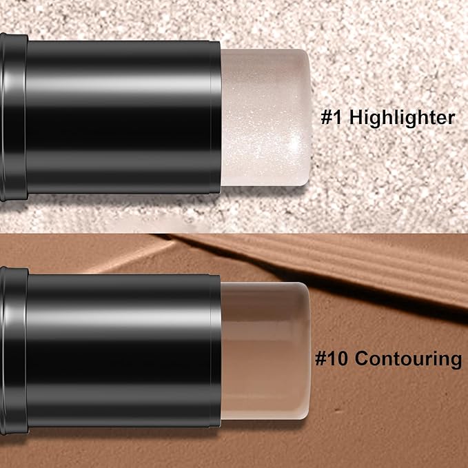2Pcs Cream Contour Stick Makeup Kit, Cream Highlighter