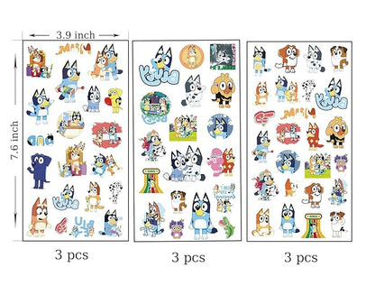 9 Sheets Blue Temporary Tattoos for Kids, Children's Party Favors