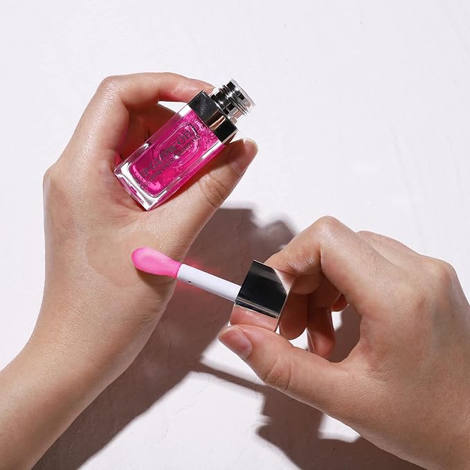 2 PCS Plumping Lip Glow Oil (RASPERRY), Clear Tinted Lip Gloss Set, Moisturize Nourish and Enhance Your Lips with a Natural Long-Lasting Shine - Perfect for Any Occasion