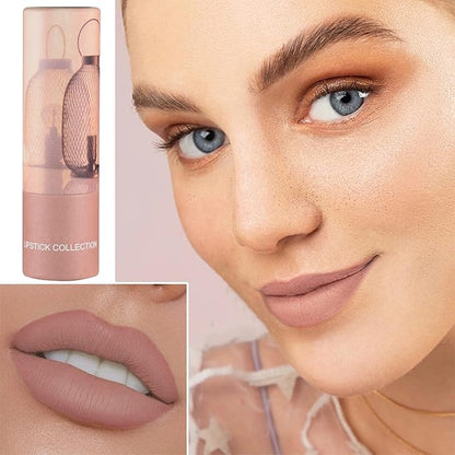 Matte Nude Lipstick,Silky Velvet Nude Paper Tube Lipsticks Gloss,Waterproof