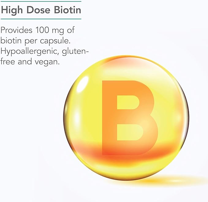Nutricology HiBiotin Supplement - Extra Strength Biotin Pills, 100,000mcg Biotin, High Dose Biotin, Vegetarian Capsules, Hypoallergenic, Gluten Free - 90 Count