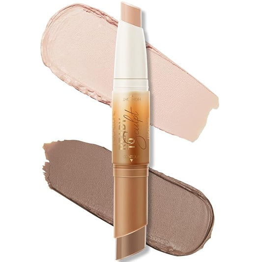 FOCALLURE 2 in 1 Cream Bronzer and Highlighter Pen,SOUR CREAM