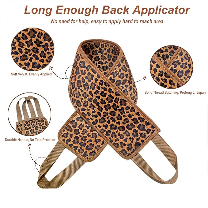 Self Tanning Mitt Applicator- GRINEER 3 Pieces Self Tanning Mitt Applicator Kit, Includes Tanning Mitt, Mini Face Mitt, Back Lotion Applicator (Leopard)