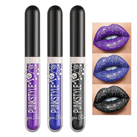 Halloween Diamond Glitter Lip Gloss Set Dark Purple Glitter