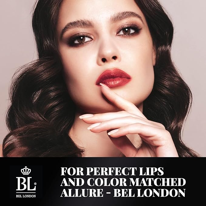 BL Color Matched Lip Liner & Lipstick Set (Red) - Full-Coverage Argan Long Lasting Lipstick and Lip Liner Set With Natural Oils for Nourishment, Hydration, & Protection - Chemical-Free