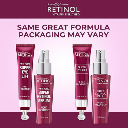 Retinol 6X Super Serum – Unique, Intensive Formula Accelerates Skin Renewal While You Sleep + Retinol Super Eye Lift - A luxurious 3-in-1 treatment fights the look of dark circles, wrinkles, and puffi