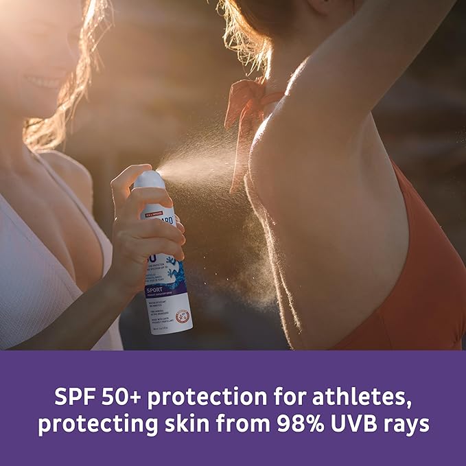BLUE LIZARD Sport Mineral Sunscreen Spray SPF 50+, Dermatologist-Recommended Brand, Broad-Spectrum UVA/UVB Protection, Water-Resistant, Zinc Oxide Formula, Vegan, 5 fl oz